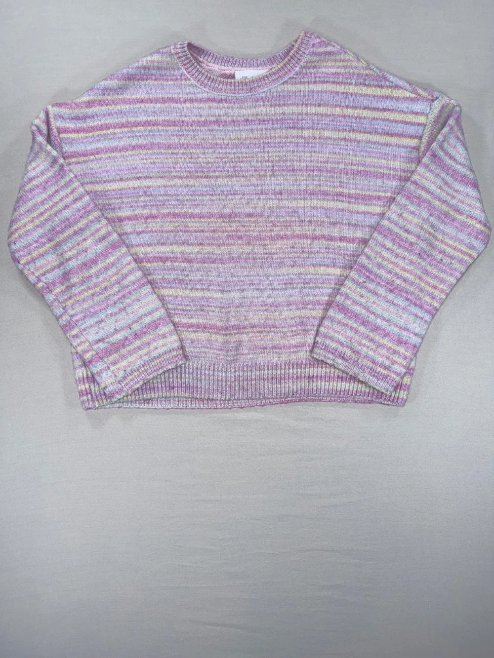 The Children's Place Girls Shimmer Rainbow Space Dye Striped Sweater L 10/12